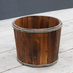 Small Wooden Storage Tub – Brown product image 2