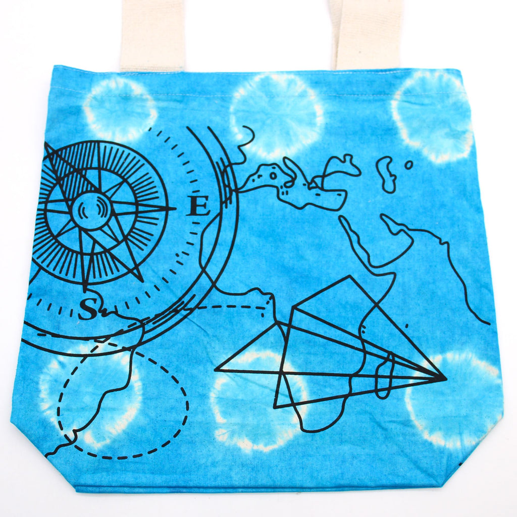 Tye-Dye Cotton Bag (6oz) - 38x42x12cm - Compass - Blue - Natural Handle product image 4