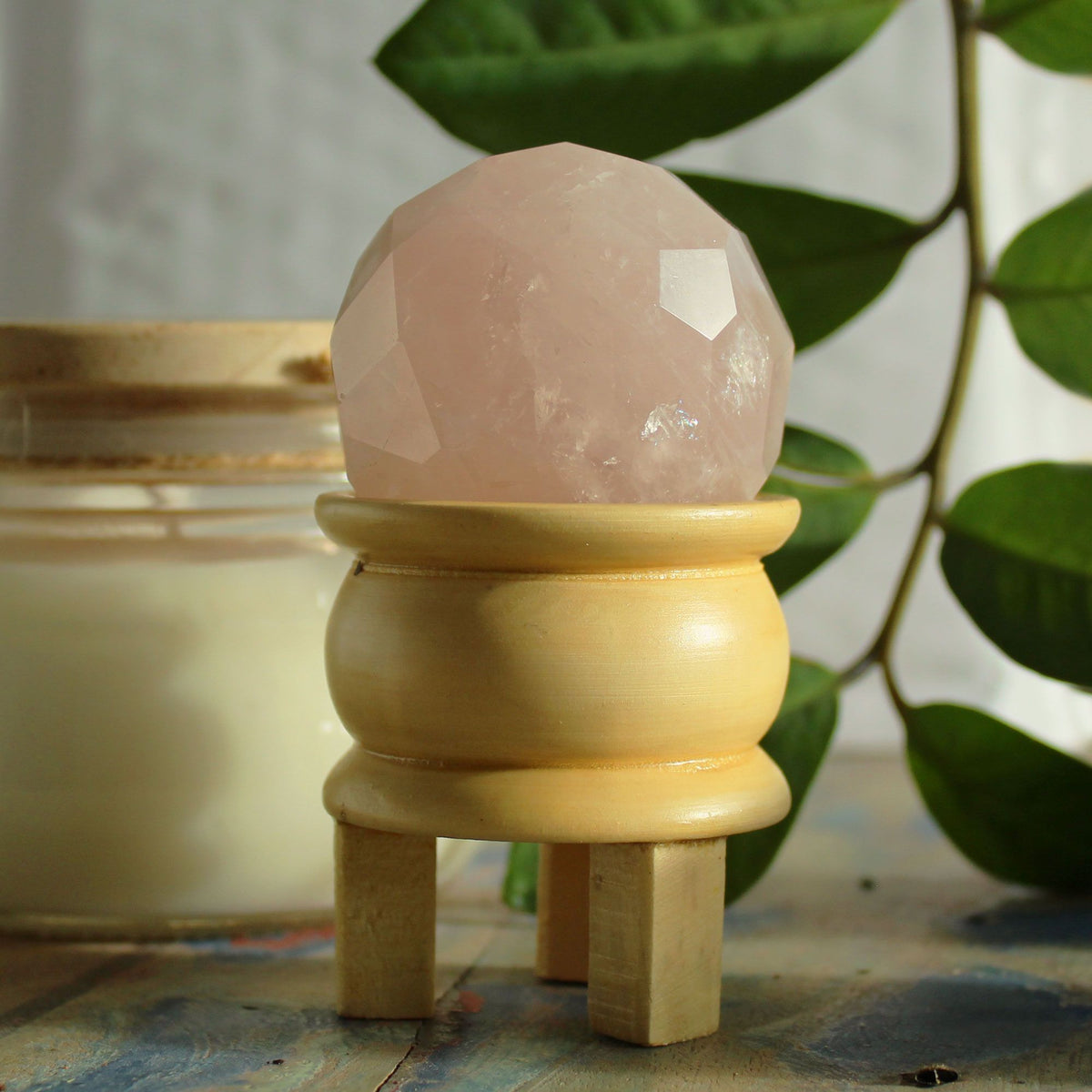 Gemstone Faceted Healing Ball & Stand - Rose Quartz product image 3