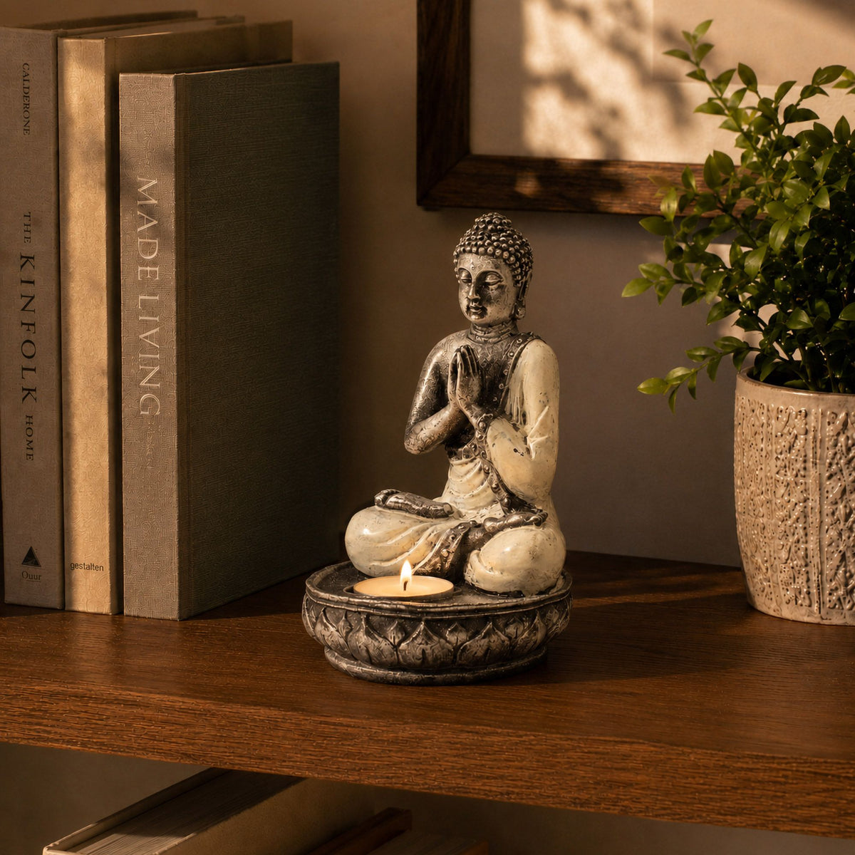 Buddha Candle Holder - White - Medium product image 3