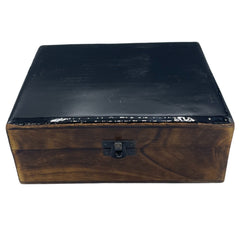 Large Ceramic Glazed Wood Box - 20x15x7.5cm - Black product image