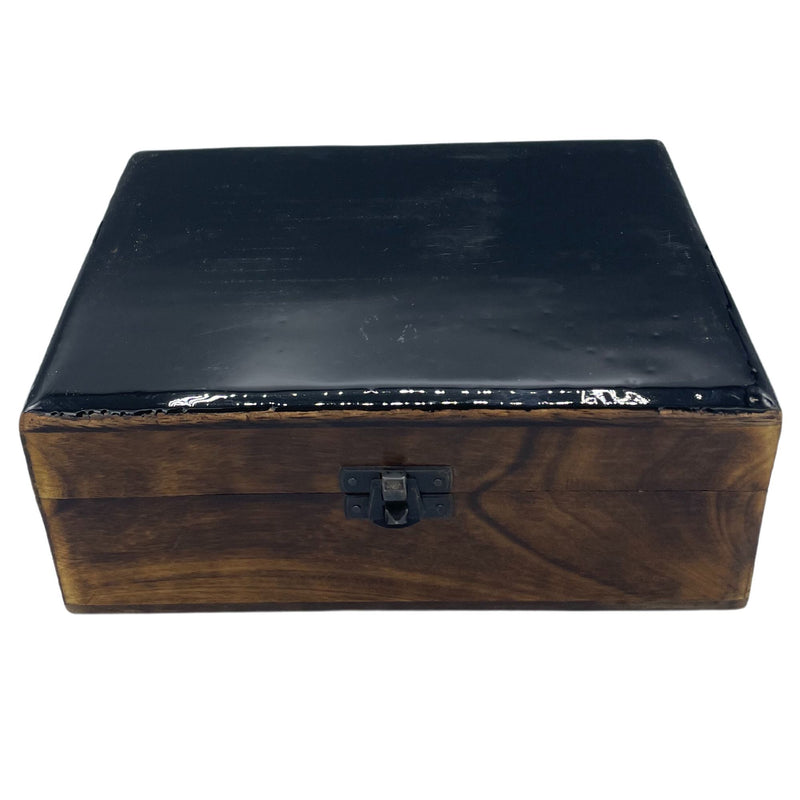 Large Ceramic Glazed Wood Box - 20x15x7.5cm - Black product image