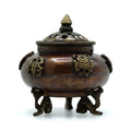 Brass Tibetan Incense Burner - Six Symbols Standing Pot product image