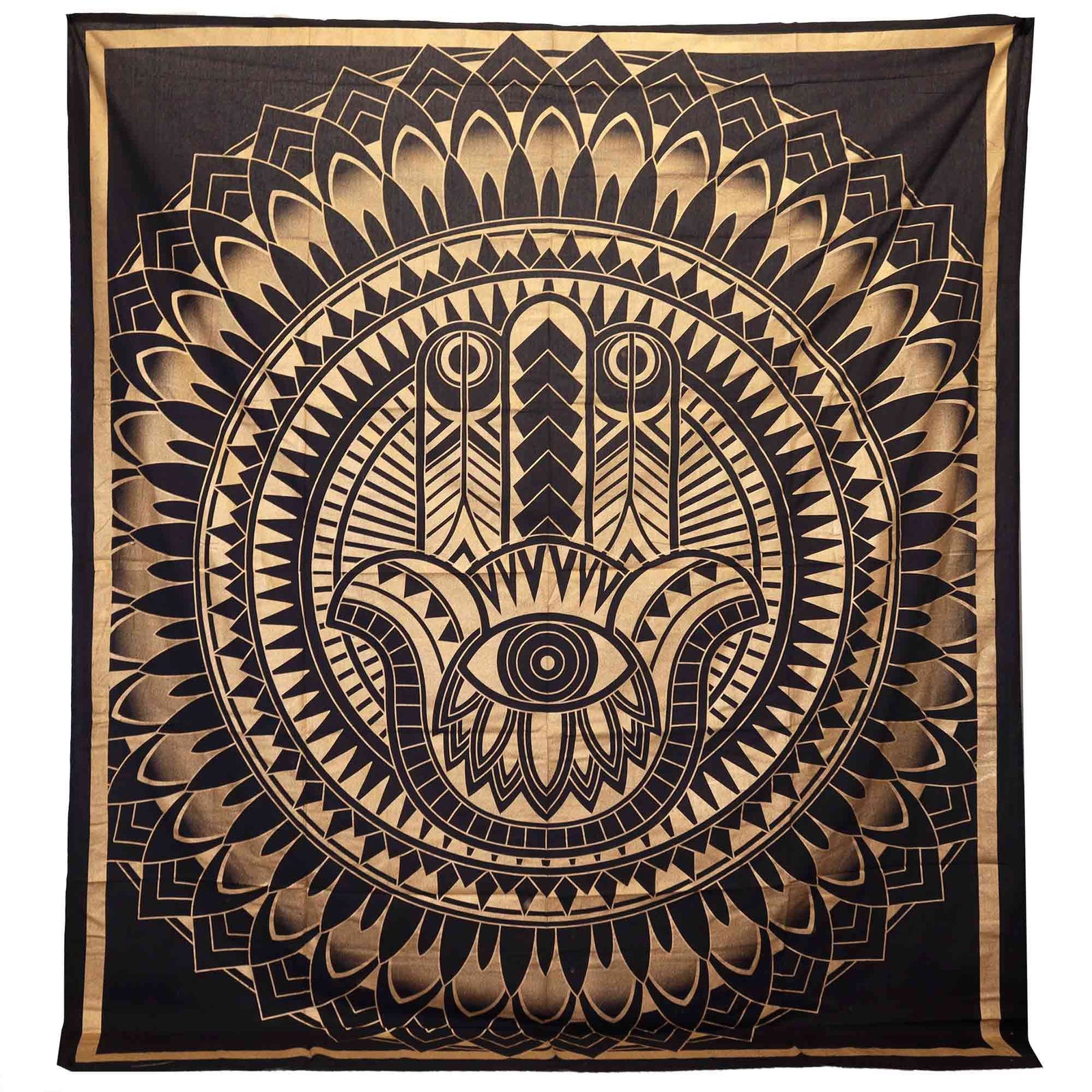 Double Cotton Bedspread + Wall Hanging - Hamsa - Black Gold product image