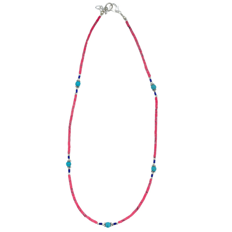 Nepalese Extra Fine Gem Necklace - Pink Coral & Turquoise Beads product image