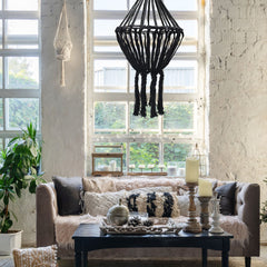 Macrame Large Drop Chandelier - Black product image