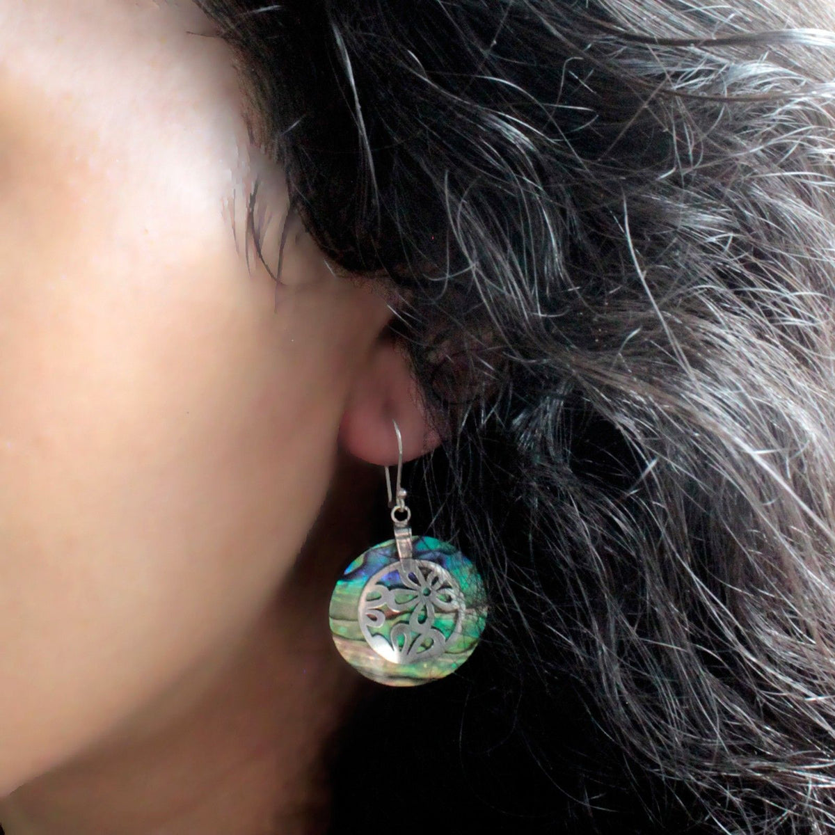 Shell & Silver Earrings - Classic Disc - Abalone product image 6