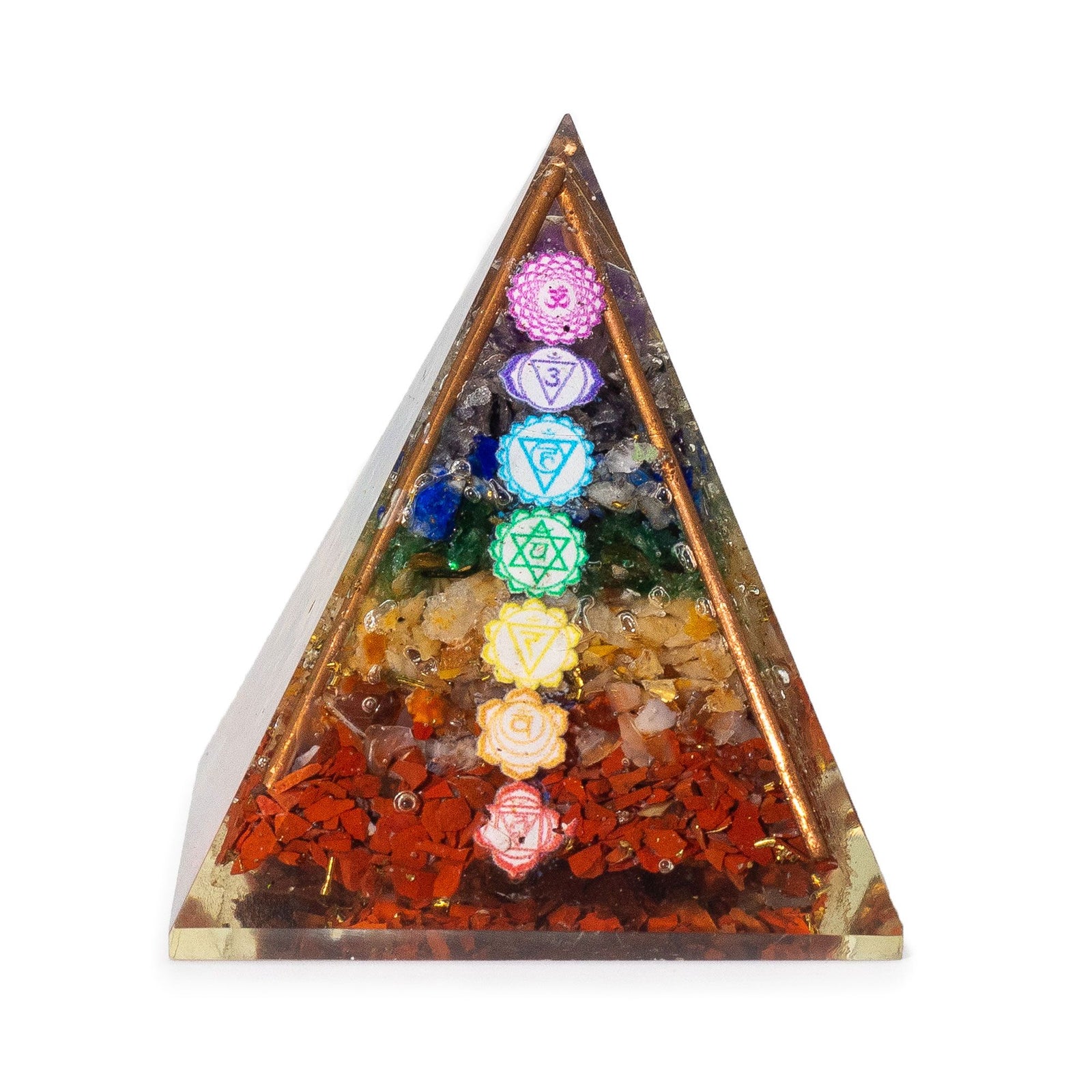 Med Organite Pryamids 7x6cm - Copper Bars - 7 Charkra Chips product image