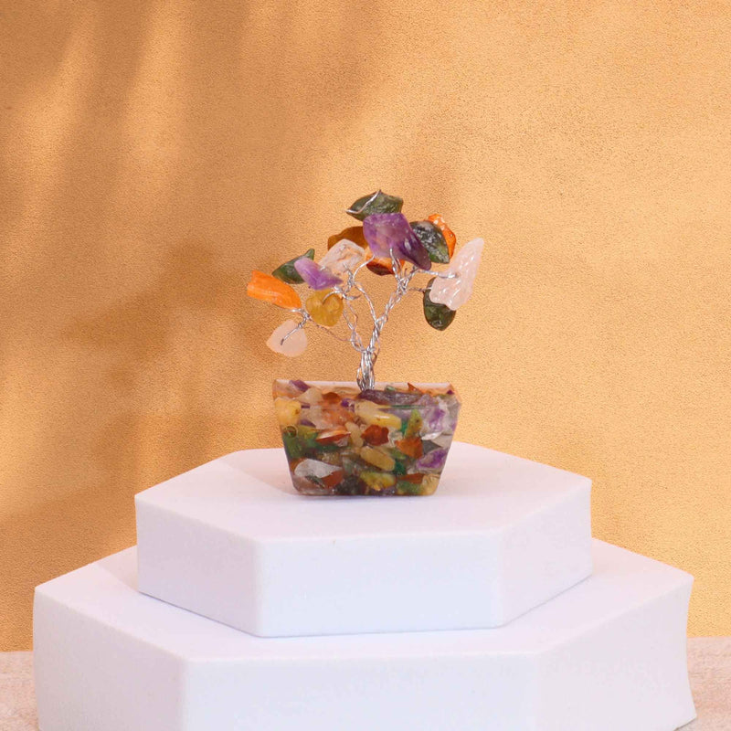 Mini Gemstone Tree on Orgonite Base - Multi Stones (15 stones) product image