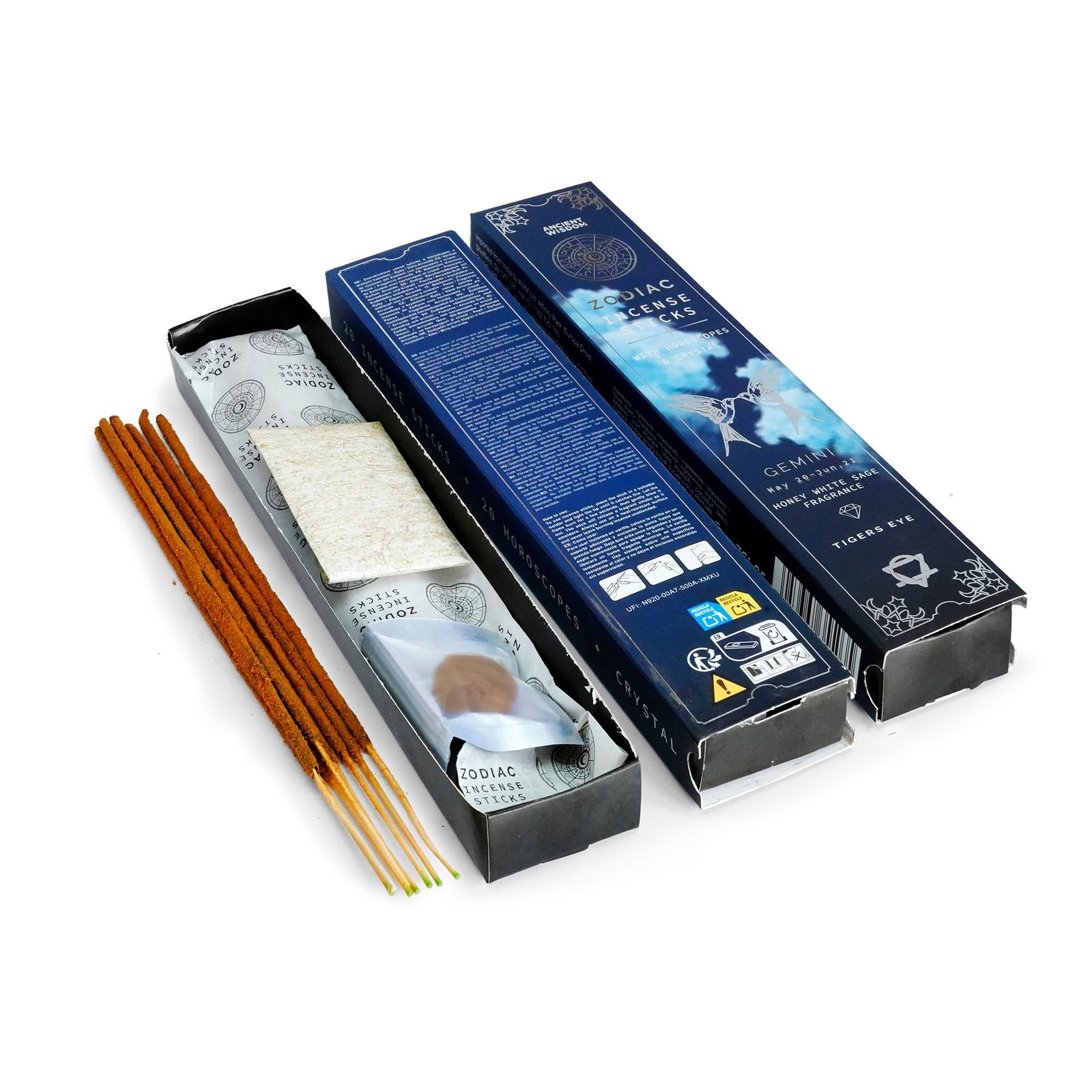 Honey White Sage Zodiac Gemstone Crystal Incense - Gemini product image