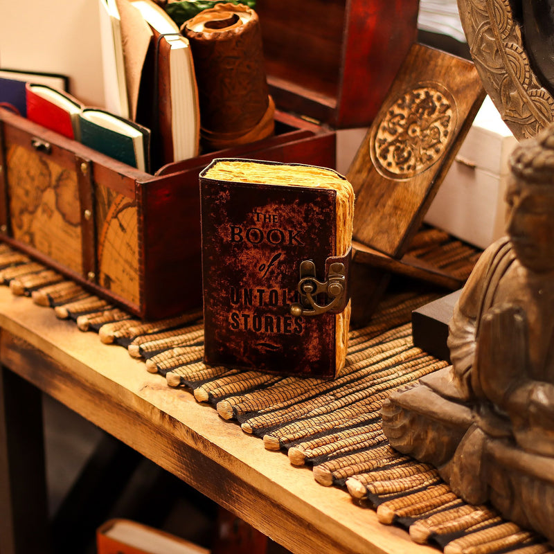 Fat Deckled Leather Notebook – The Book of Untold Stories – 15x10 cm product image