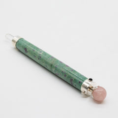 Verdant Heart Wand - Ruby Fuchsite Rose Quartz Crystal Ball top - 23cm product image 3