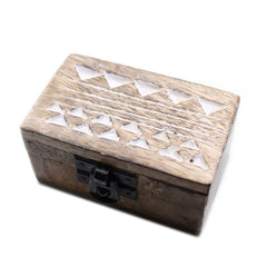 White Washed Wooden Box - Pill Box Aztec Design product image 5