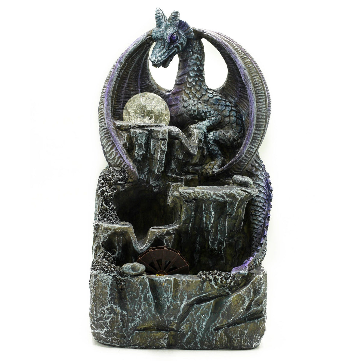 Tabletop Water Feature - 35cm - Purple Dragon, Crystal Ball & Water Wheel product image 2