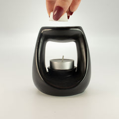 Ceramic Zen Oil Burner - Large Oval Pebble - Matt Black product image 4