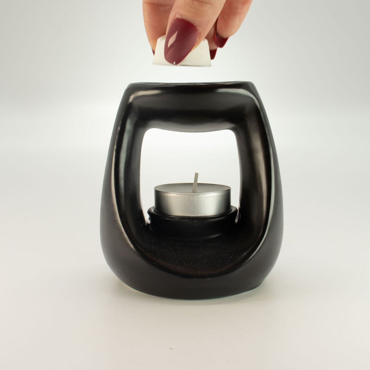 Ceramic Zen Oil Burner - Large Oval Pebble - Matt Black product image 4