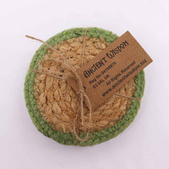 Natural Coaster - Jute & Cotton 10cm (set of 4) - Olive Boarder product image 3