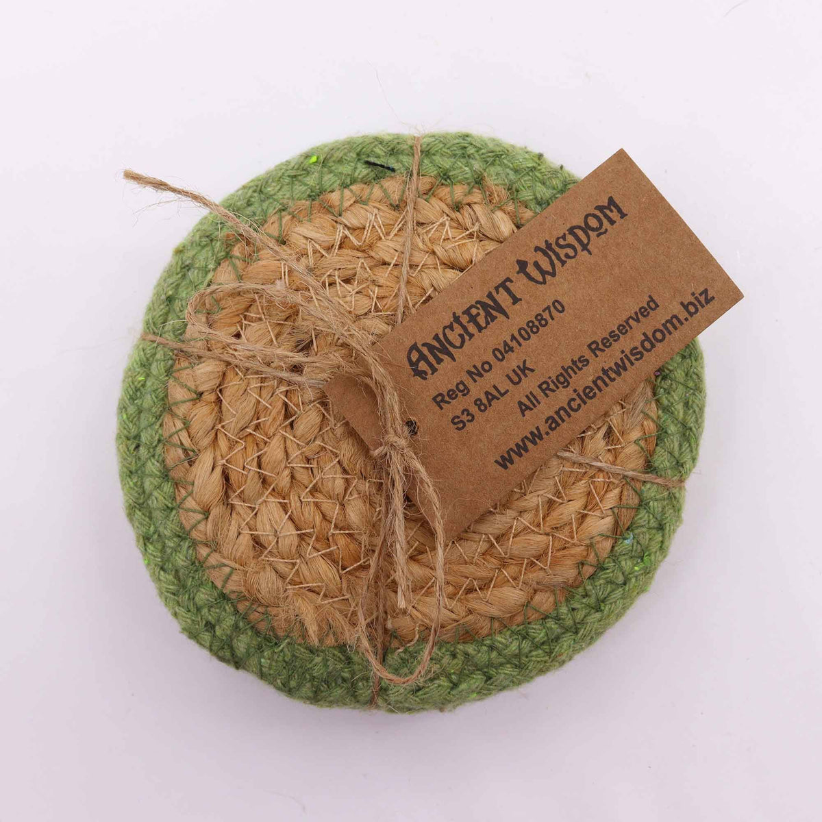 Natural Coaster - Jute & Cotton 10cm (set of 4) - Olive Boarder product image 3