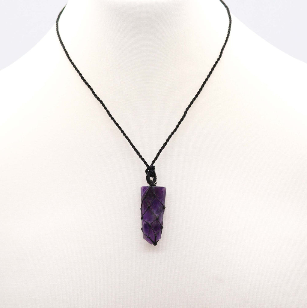 Laced Gemstone Flat Point Pendant - Amethyst product image 2