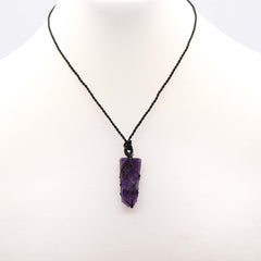 Laced Gemstone Flat Point Pendant - Amethyst product image 2