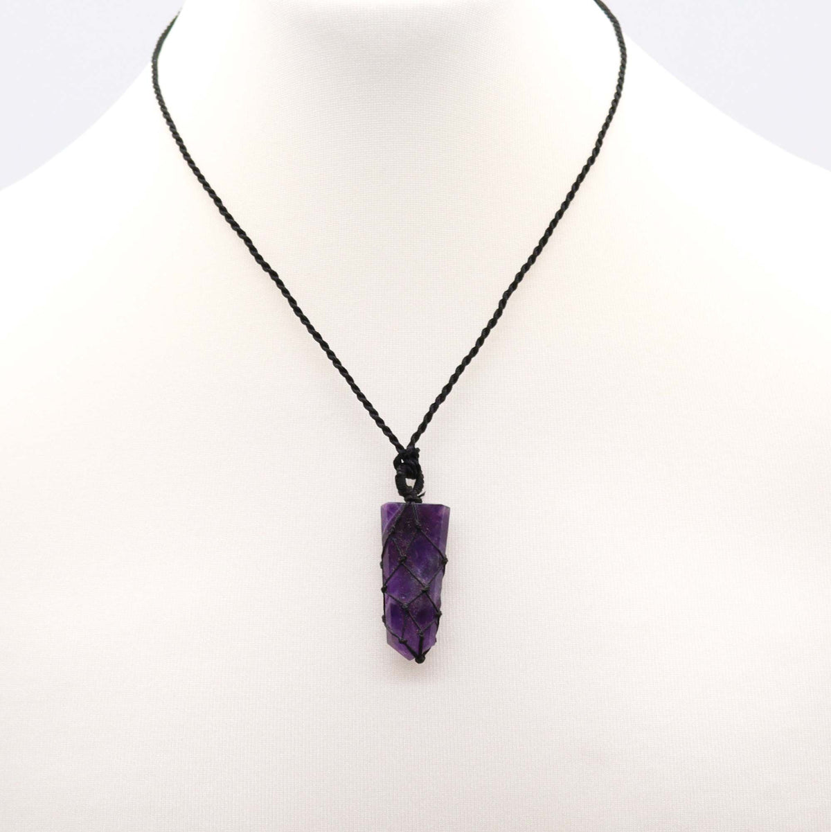 Laced Gemstone Flat Point Pendant - Amethyst product image 2
