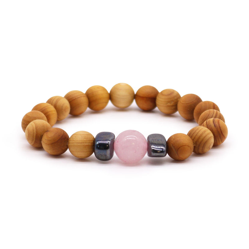 Cedarwood Heart Chakra Bangle with Rose Quartz product image