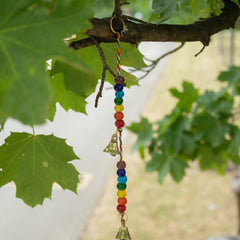 Indian Chimes - Brass OM with Chakra Beads String Bells 53cm product image 5