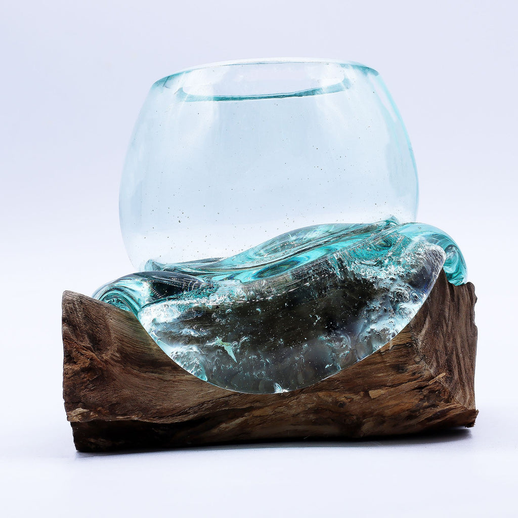 Molten Glass Mini Goldfish Bowl on Wood 20cm product image 7