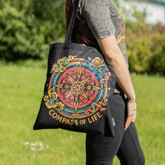 Iconic Classic Tote Bag - Compass of Life - Black 6oz product image 7