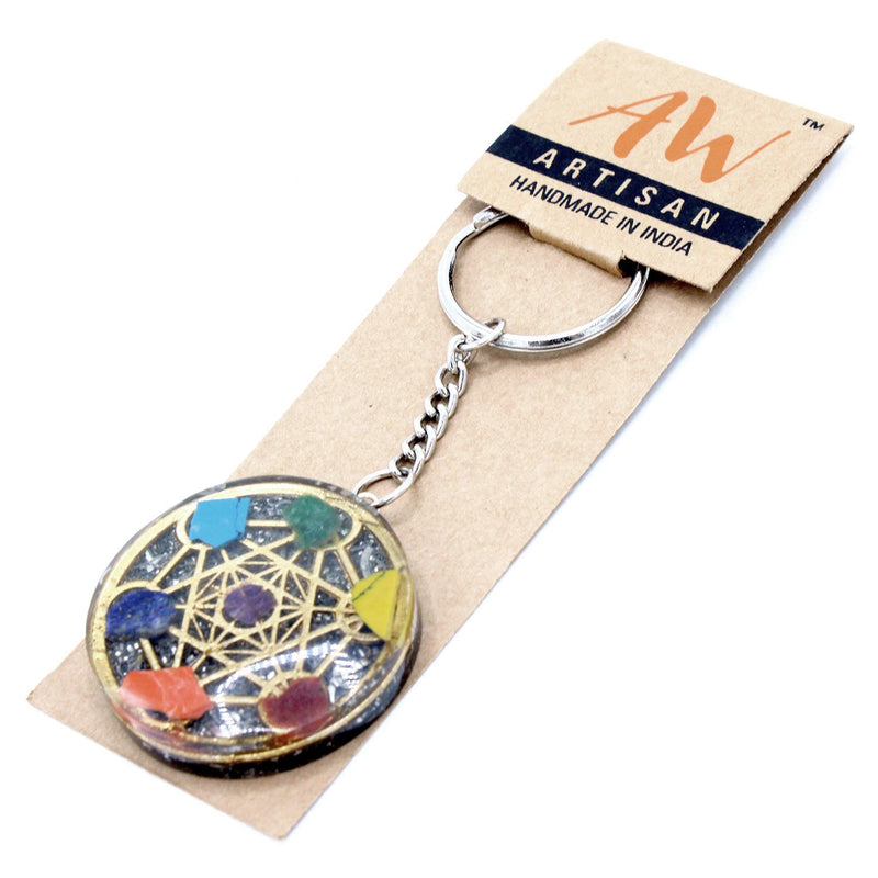 Orgonite Power Keyring - Round Seven Chakra product image
