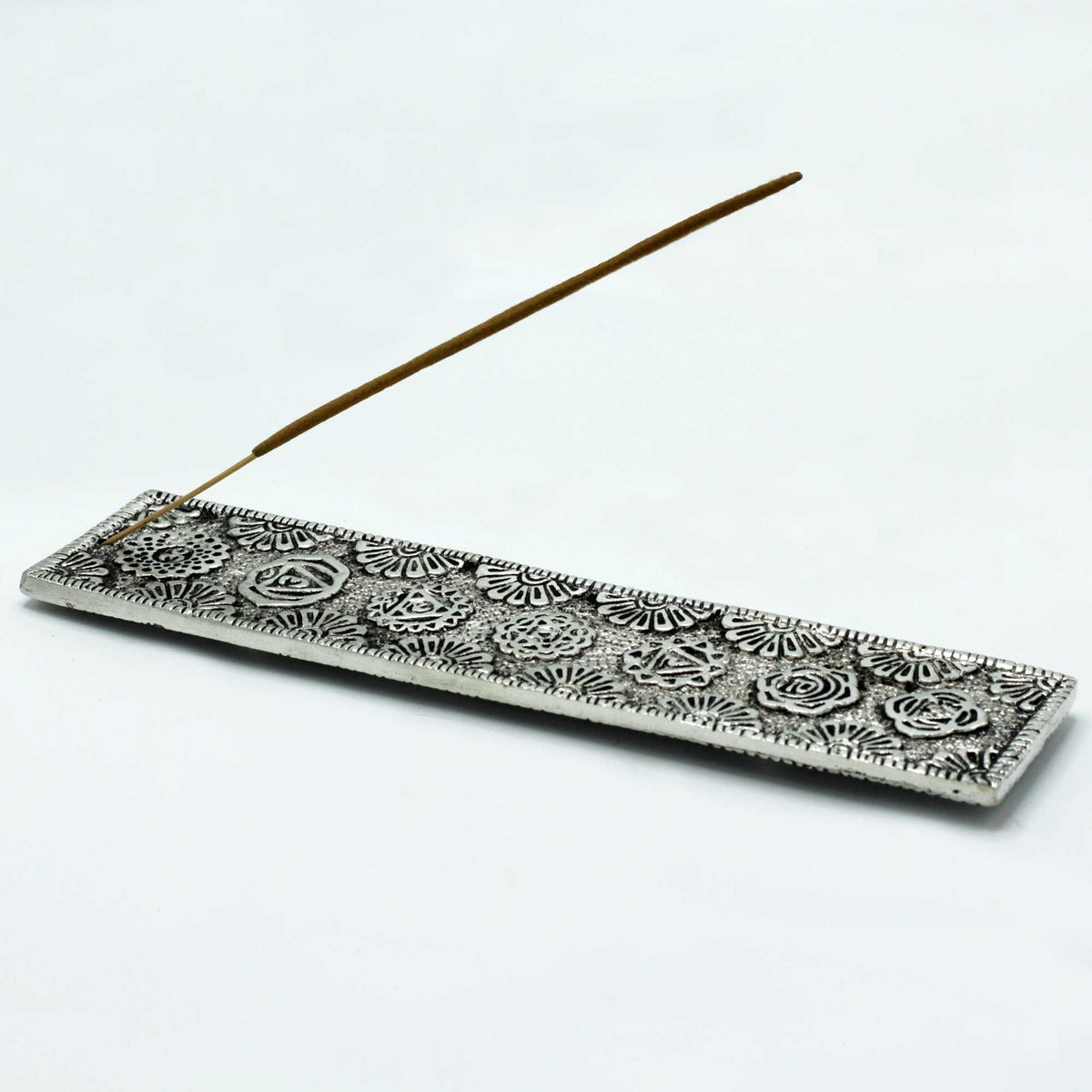 Polished Aluminium Chakra Long Incense Holder 23cm product image 3
