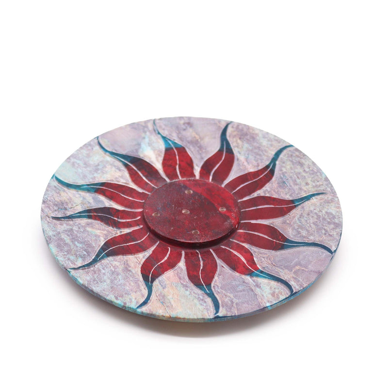 Soapstone Disc Incense Holder - Sun Flower (5 stick holder) product image