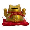 Ceramic Money Cat Bank - Gold on Cushion product image
