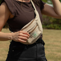 Cotton Hemp Style Belt (or Fanny) Bag - Natural