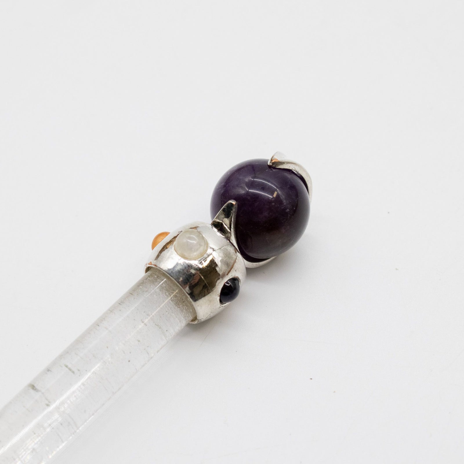 Celestial Prism Wand - Amethyst Moving Crystal Sphere Quartz Stem - 12cm product image