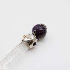 Celestial Prism Wand - Amethyst Moving Crystal Sphere Quartz Stem - 12cm product image
