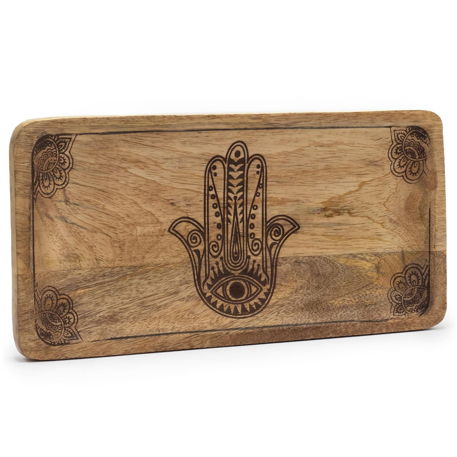 Long Tray 30x15x2.5cm - Hamsa Design Black Engraved product image