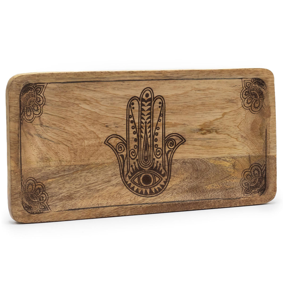 Long Tray 30x15x2.5cm - Hamsa Design Black Engraved product image