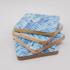 Set of 4 Square Coasters - Blue Stripes product image 3