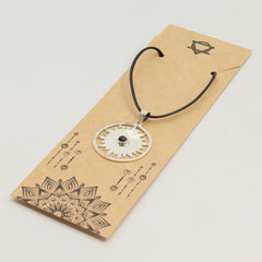 Indian Devotional Pendant - Silver Plated (45cm Cord)- Sun Worship Amethyst product image