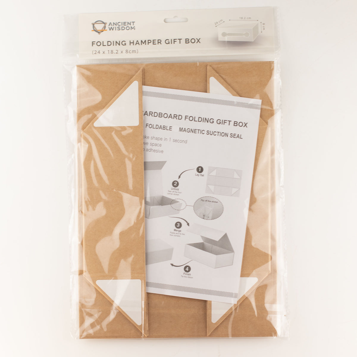 Flat Pack Gift Box - Med Hamper (24x18.2x8cm) - Brown Craft - product image 6