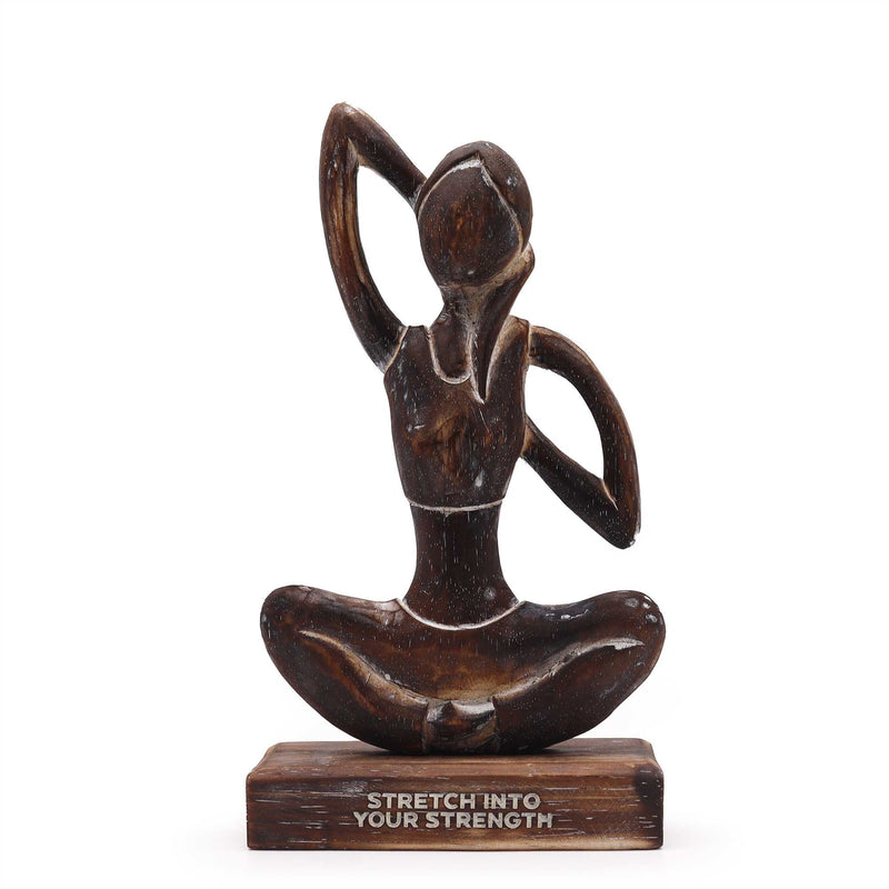 Wooden Yoga Lady - Antique - Cow Face Pose - "Stretch into Your Strength" product image