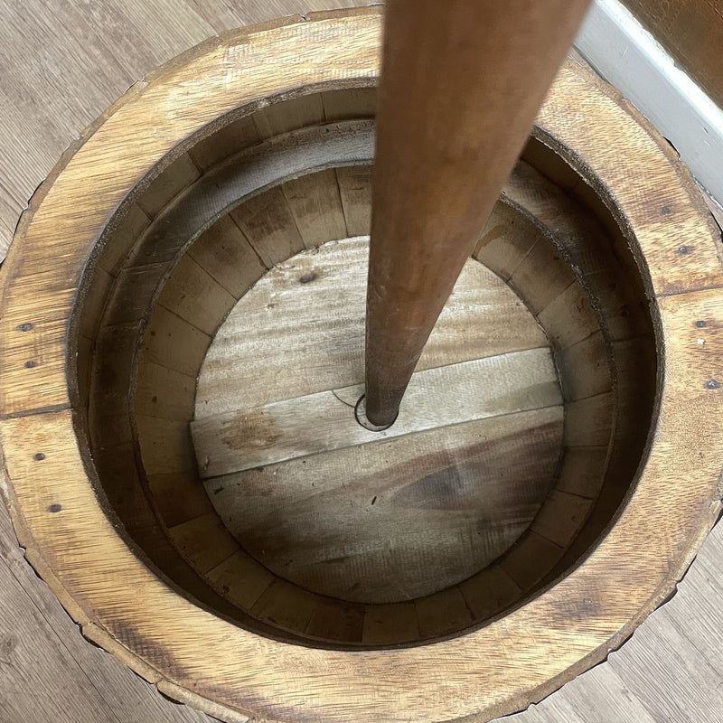 Beer Barrel Table & Parasol Stand – Natural Wood 60 x 48.5 cm product image