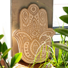 Mango Wood Hamsa Wall Plaque - Whitewash product image 2
