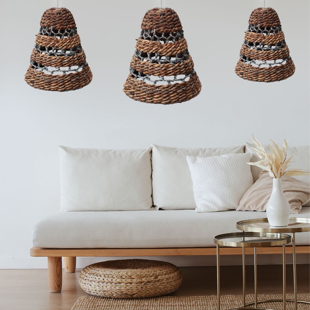 Natural Banana Leaf & Hitam Raffia Lamp Shades - Set of 3 product image 3