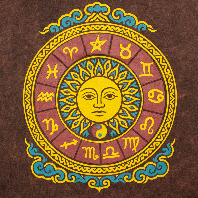 Nomad Sari Stonewashed Cotton T-Shirt - Sun & Zodiac - Brown - Medium product image