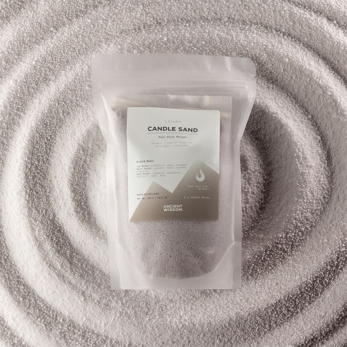 Fragranced Candle Sand - Warm Grey - Azure Noir - 300g - product image 3