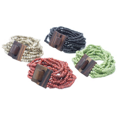 Multi-Bead Bangle Wooden Clasp - Assorted Colours product image 5