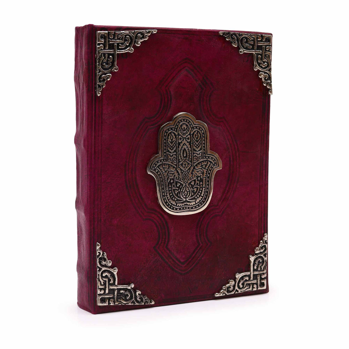 Heafty Red Tan Book - Zinc Hamsa Decor - 200 Deckle Edges Pages - 26x18cm product image