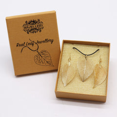 Necklace & Earring Set - Bravery Leaf - Gold product image 3